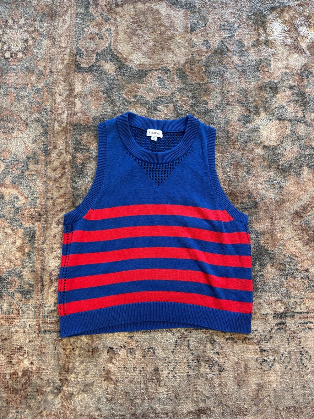 Evereve Blue and Red Striped Knit Tank